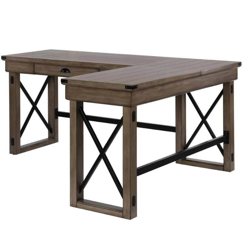 Bureau d'angle Wildwood d'Ameriwood Home avec plateau relevable, gris rustique – Image 4