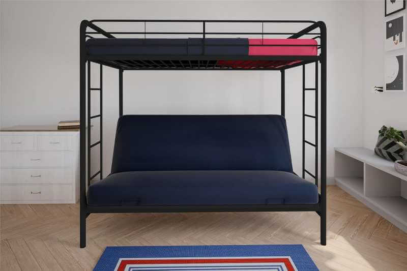 Lit superposé en métal Sammie simple en haut et en bas Futon – Image 3
