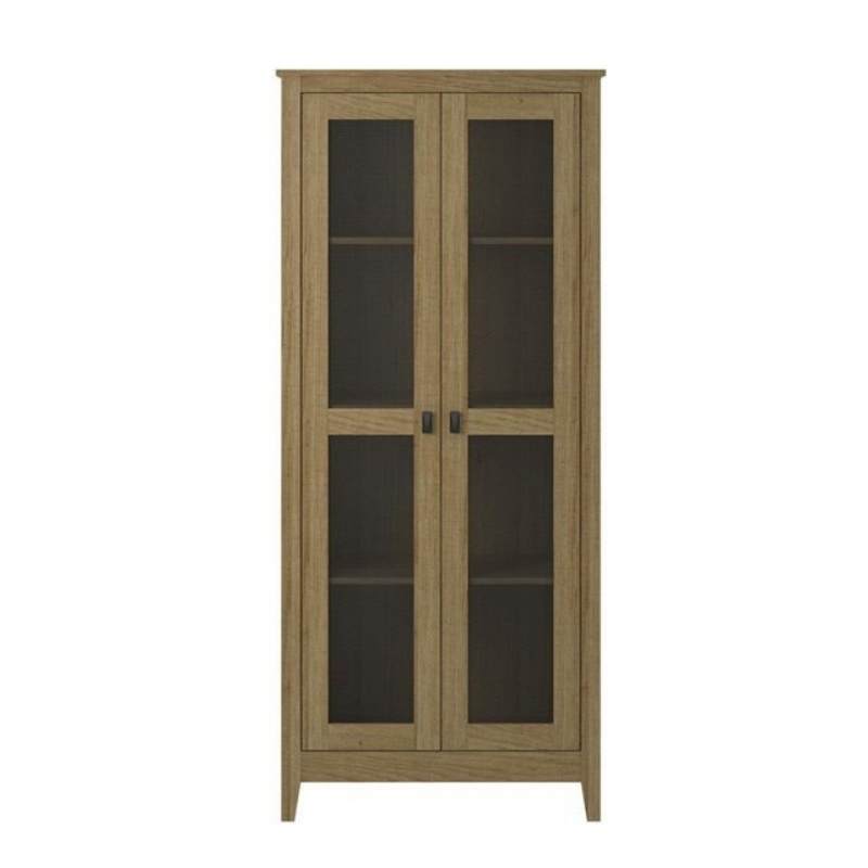 Armoire de rangement de 31,5 po de large avec portes grillagées en chêne doré – Image 2