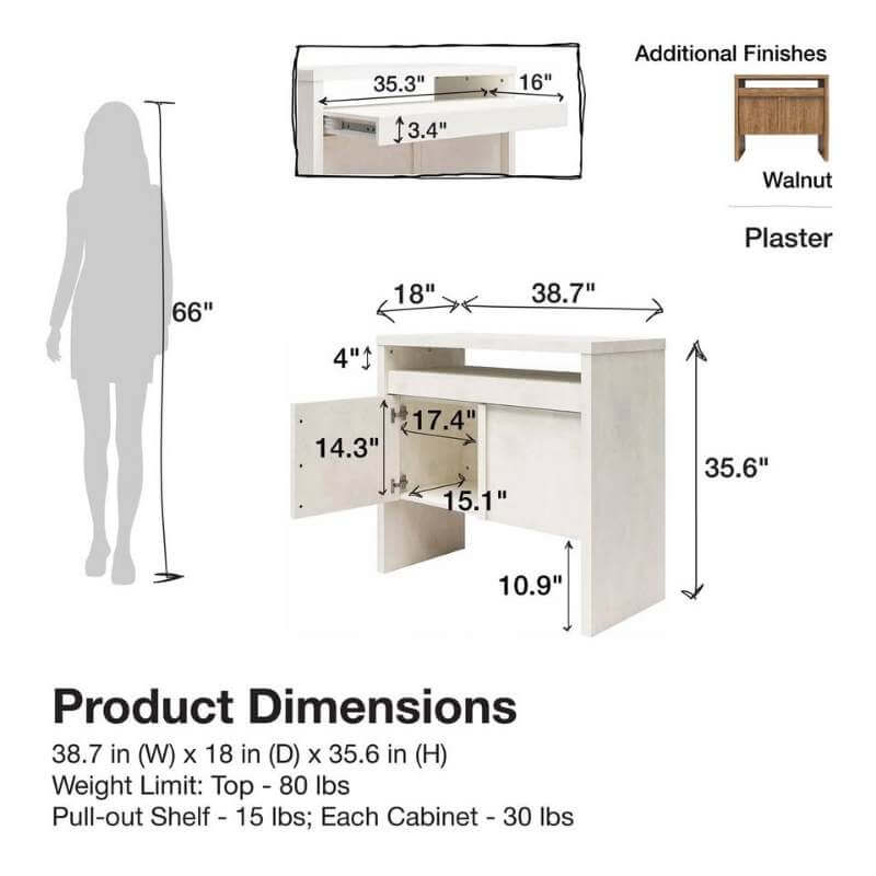 Bureau Coulissant Polyvalent et Élégant – Blanc Crème Texturé – Image 4