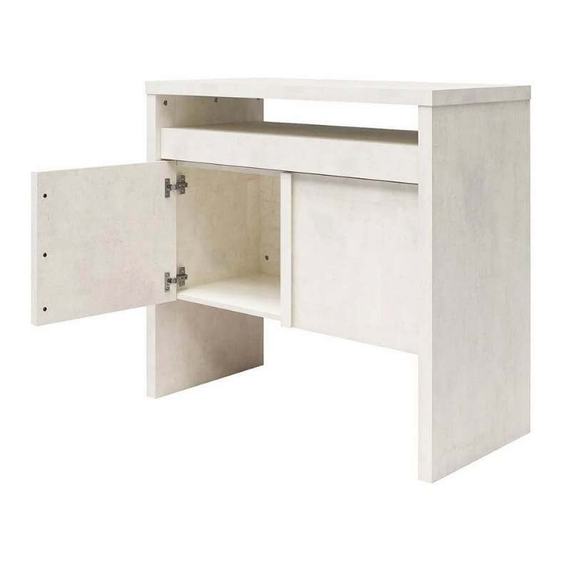 Bureau Coulissant Polyvalent et Élégant – Blanc Crème Texturé – Image 3