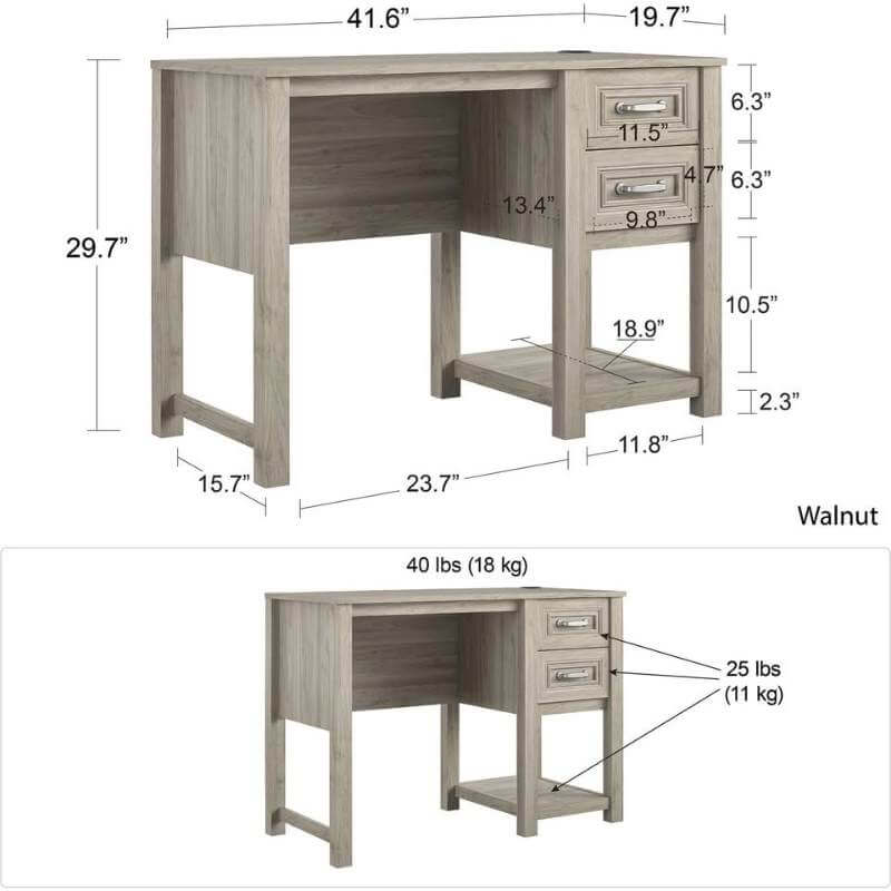 Bureau à un piétement Little Seeds Sierra Ridge Levi, noyer – Image 4