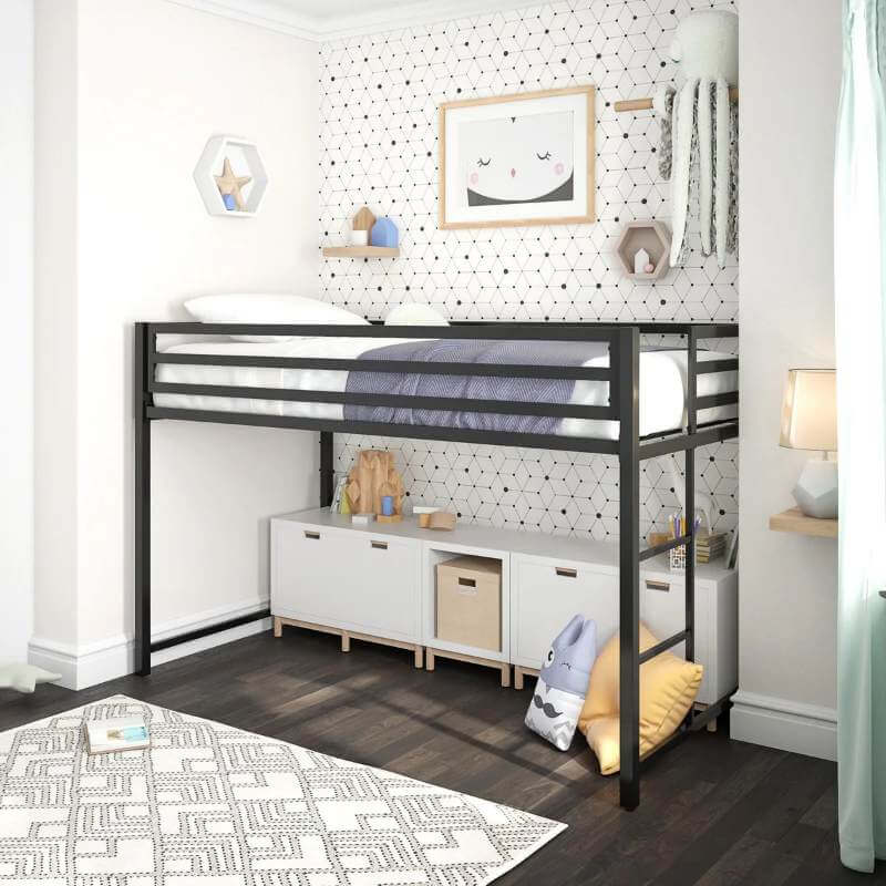 Lit mezzanine junior Miles Twin en métal blanc – Image 2