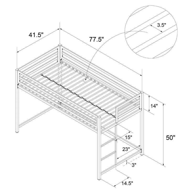 Lit mezzanine junior Miles Twin en métal blanc – Image 6