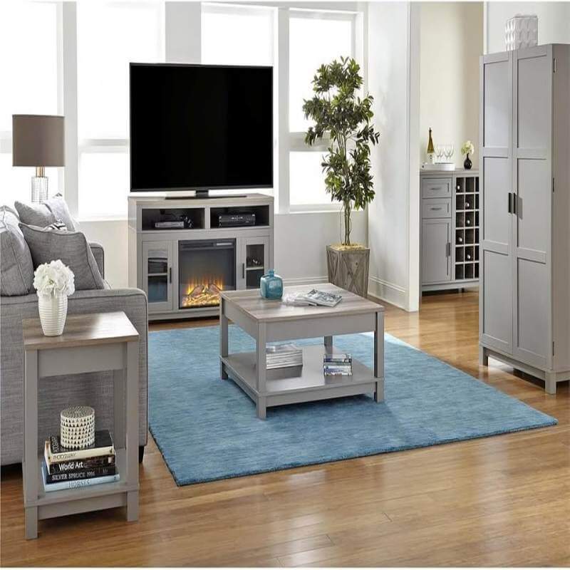Cheminée Ameriwood Home Carver avec meuble TV intégré - Pour téléviseurs jusqu'à 60 pouces - Gris – Image 4