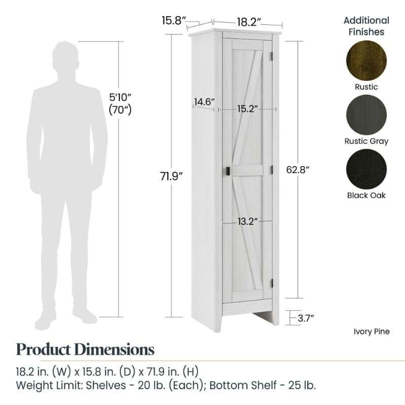 Armoire de rangement Systembuild Evolution Farmington de 45,7 cm de large, style rustique – Image 4