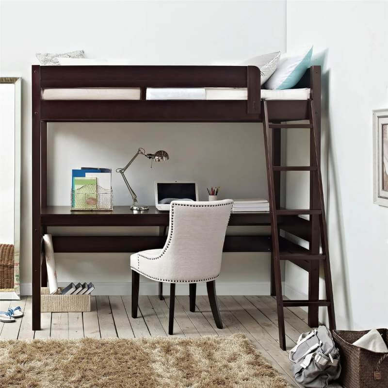 Lit mezzanine Harlan grandeur simple avec bureau et échelle – Image 3