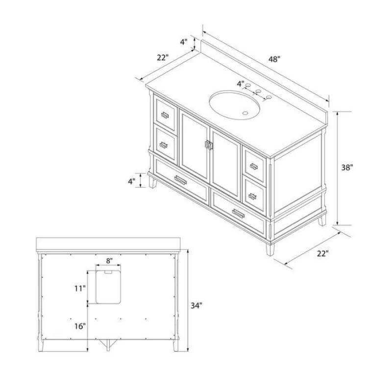 DHP Otum Meuble-lavabo de salle de bain de 48 po en gris – Image 8