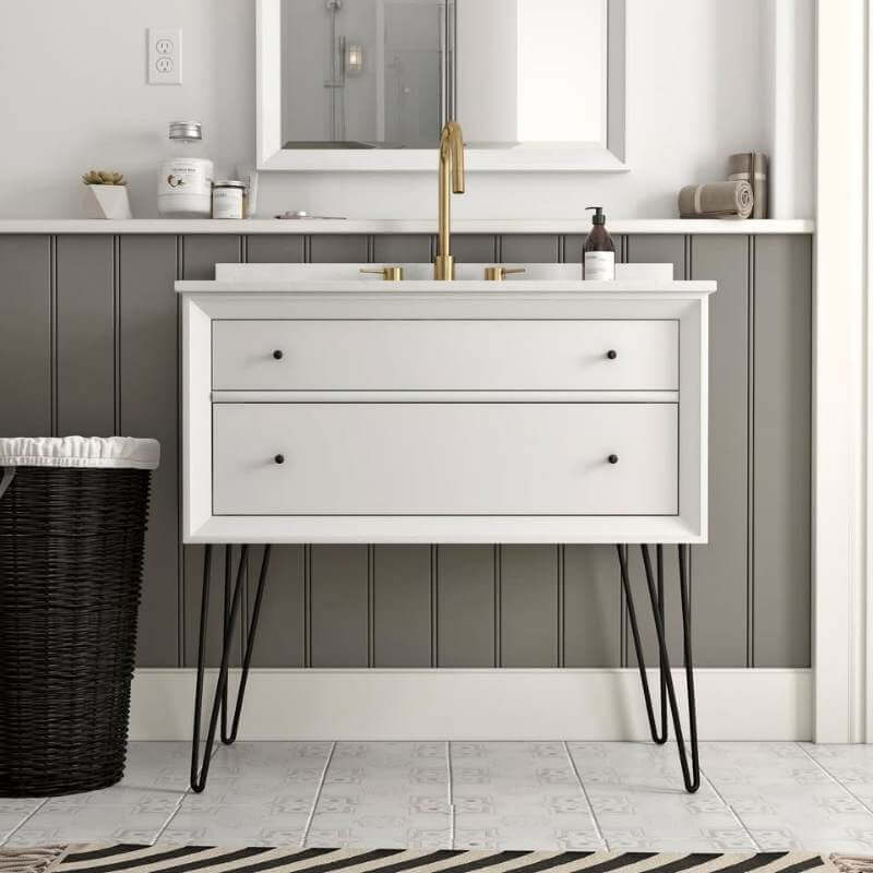 Meuble-lavabo mural flottant de 36 po avec lavabo, blanc