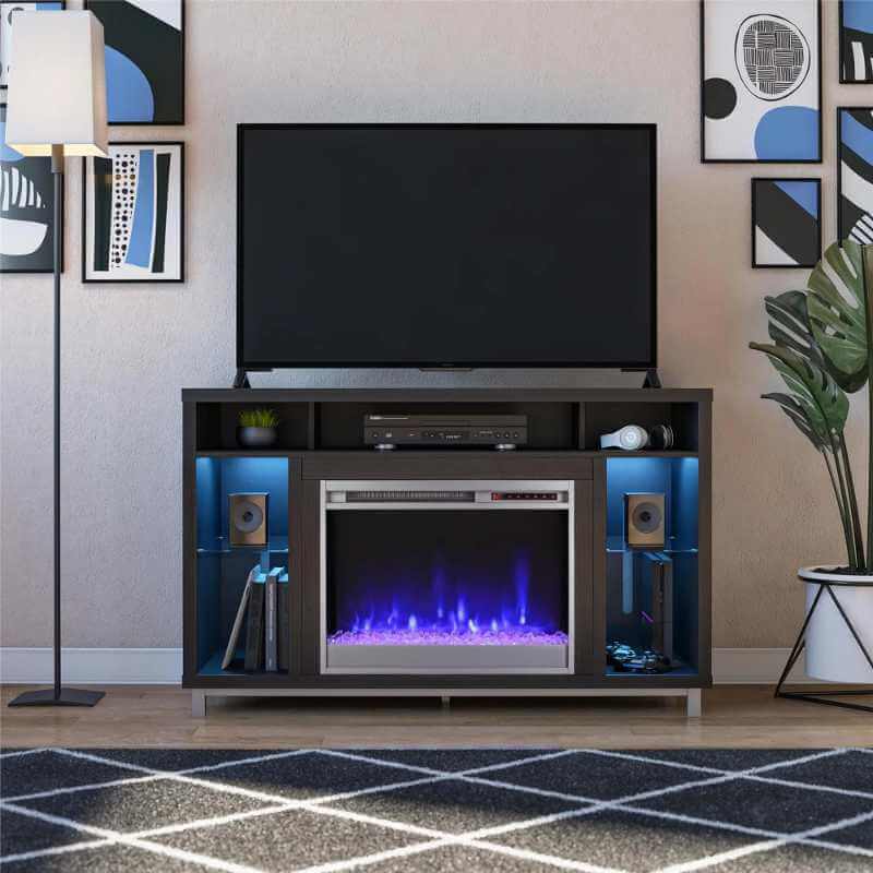 Meuble TV avec cheminée Ameriwood Home Lumina pour téléviseurs jusqu'à 48 pouces