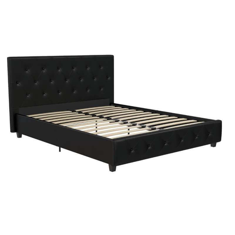 Lit plateforme double DHP Dakota recouvert de similicuir noir – Image 2