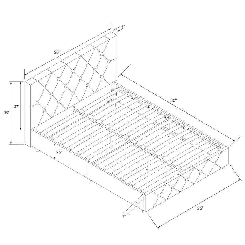 Lit plateforme double DHP Dakota recouvert de similicuir noir – Image 3