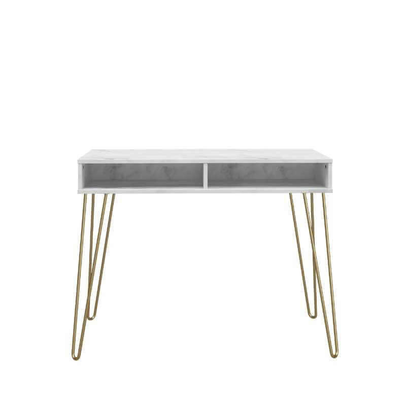 Novogratz Athena Bureau d'ordinateur avec rangement, marbre blanc – Image 2