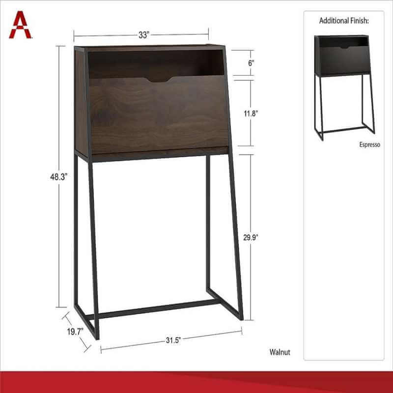 Bureau secrétaire compact en bois et métal – Image 4