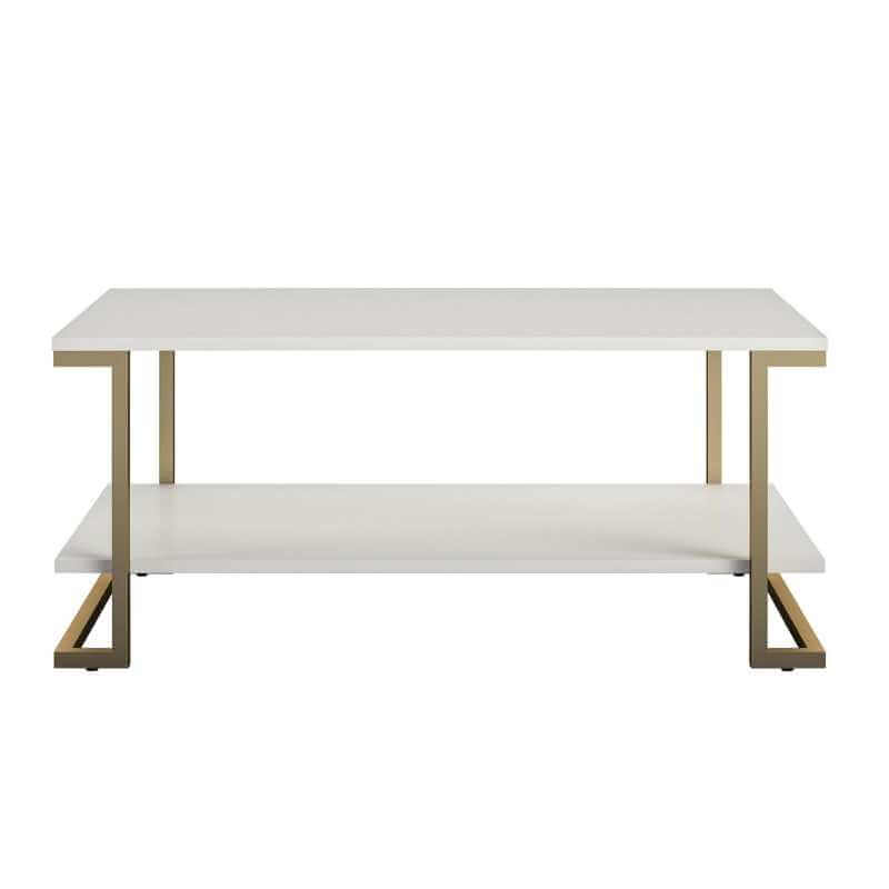 Table basse glamour Camila blanche en MDF avec rangement d'Ameriwood Home. – Image 2