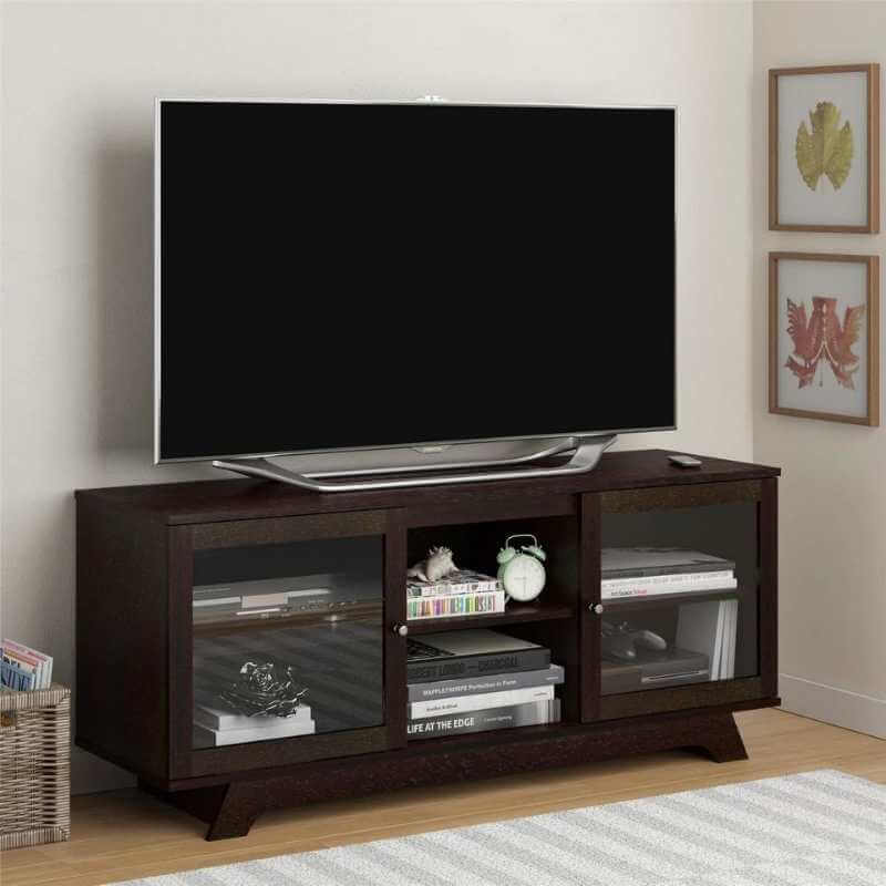 Meuble TV Dorel Englewood pour téléviseurs de 55 pouces, finition chêne gris foncé