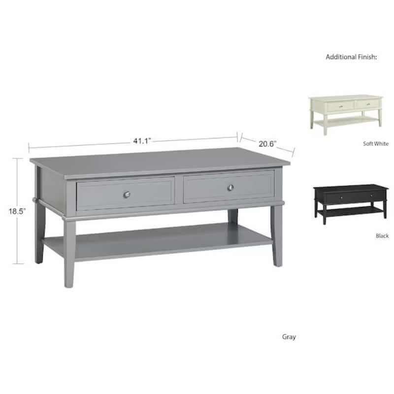 Table basse moderne Ameriwood Home en composite noir, avec tiroirs – Image 5