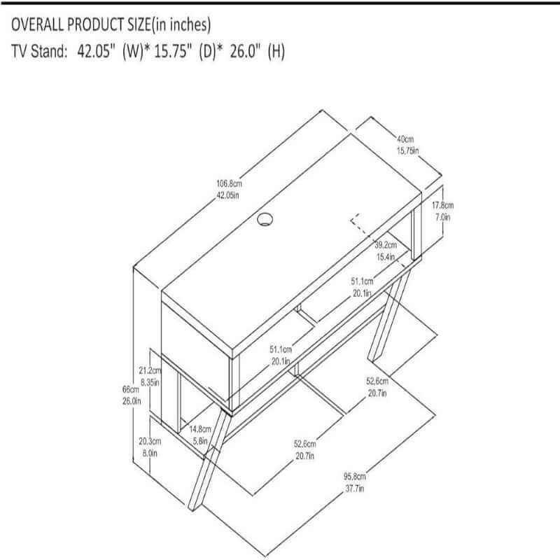 Support mural pour téléviseur Dorel Layton, pour téléviseurs de 119 cm (47 po), en chêne noir – Image 3