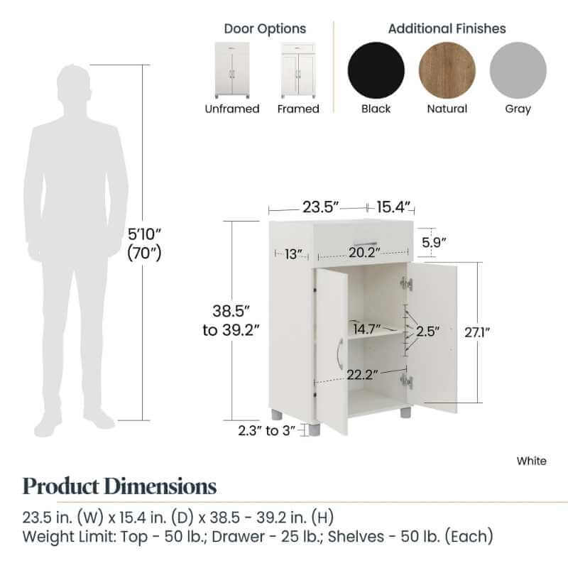 Meuble de rangement bas Systembuild Evolution Lory 24" à 1 tiroir et 2 portes – Image 8
