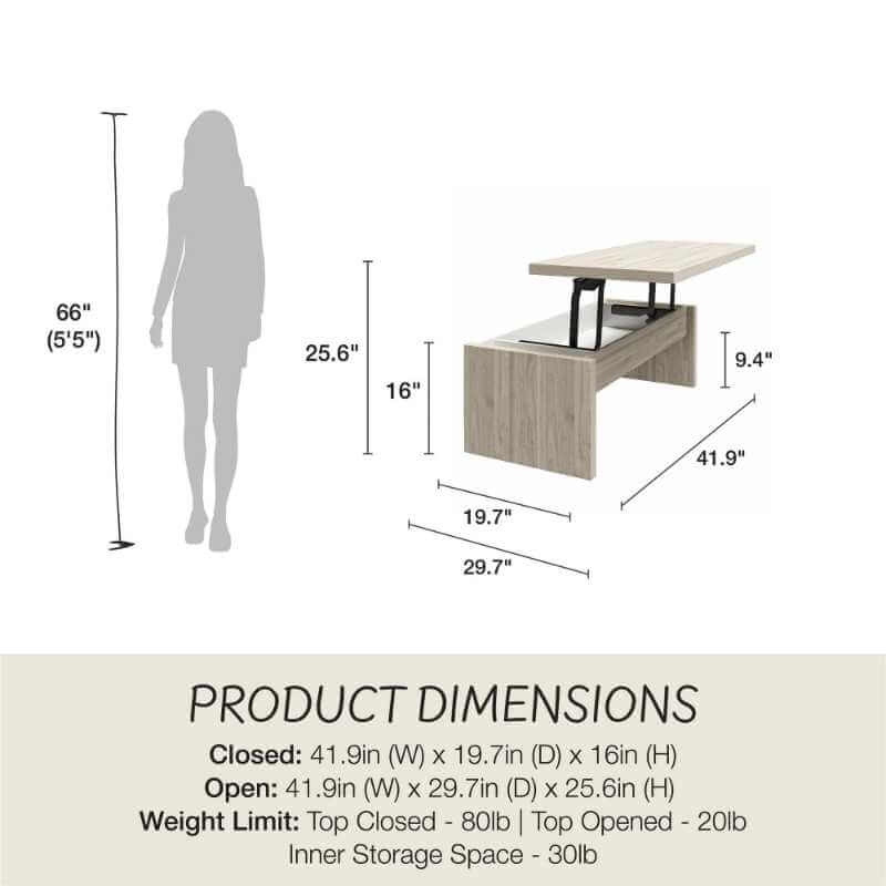 Table basse relevable Mr. Kate Winston en noyer clair, style côtier – Image 4