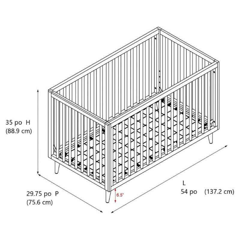 Lit Bébé Convertible 3-en-1 Bois Blanc – Image 4