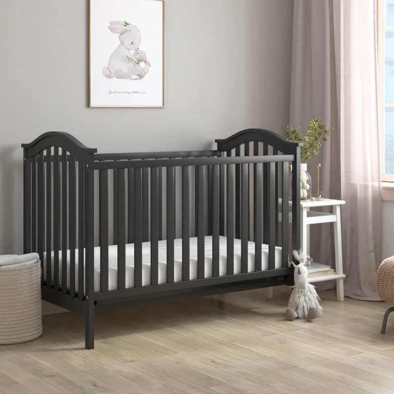 Lit Bébé Convertible 2-en-1 Bois Noir