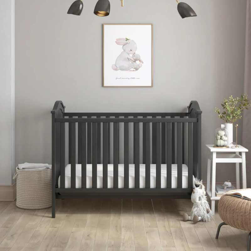Lit Bébé Convertible 2-en-1 Bois Noir – Image 2