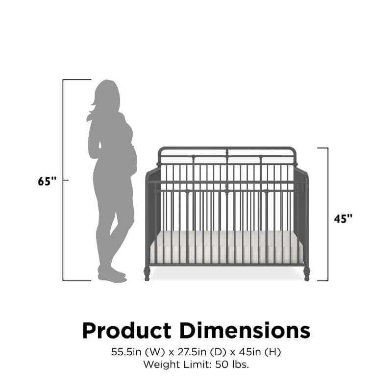 Lit Bébé Convertible 3-en-1 Métal Noir – Image 4
