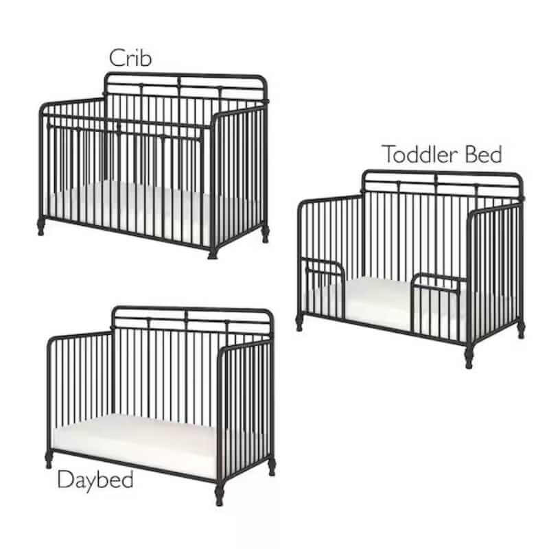 Lit Bébé Convertible 3-en-1 Métal Noir – Image 3