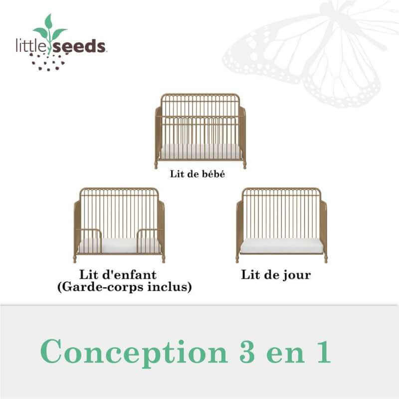 Lit Bébé Convertible 3-en-1 Métal Doré – Image 5