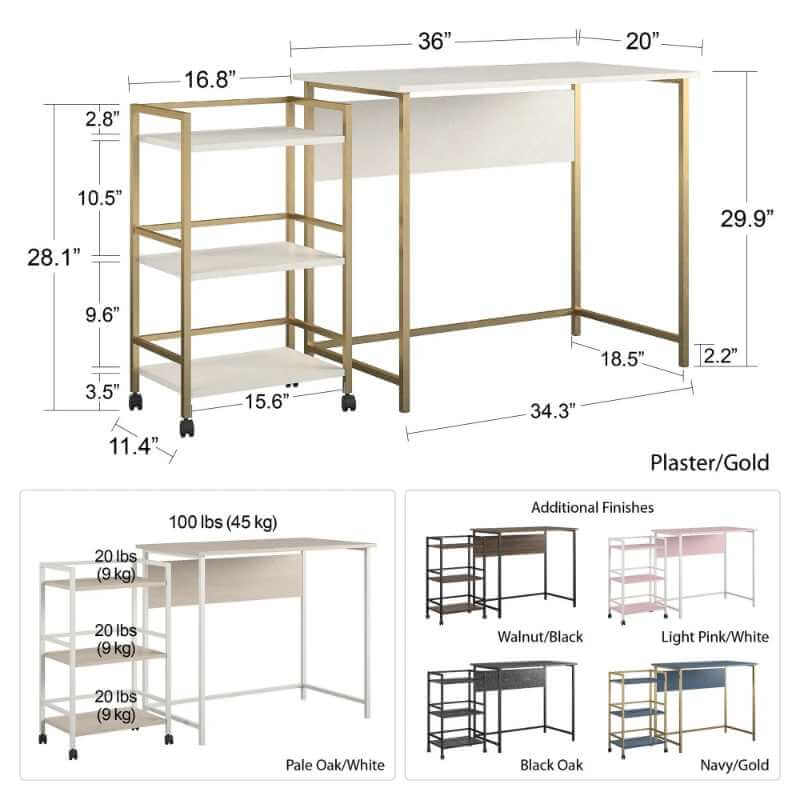 Bureau avec chariot roulant – Image 4