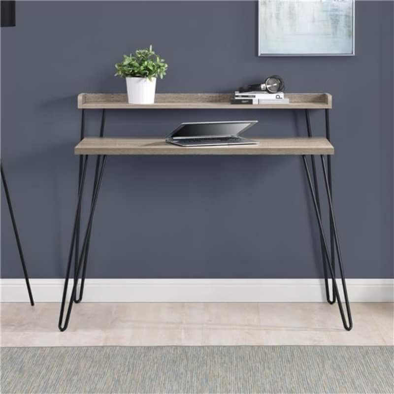 Bureau rétro Ameriwood Home Haven avec rehausseur - Gris – Image 3