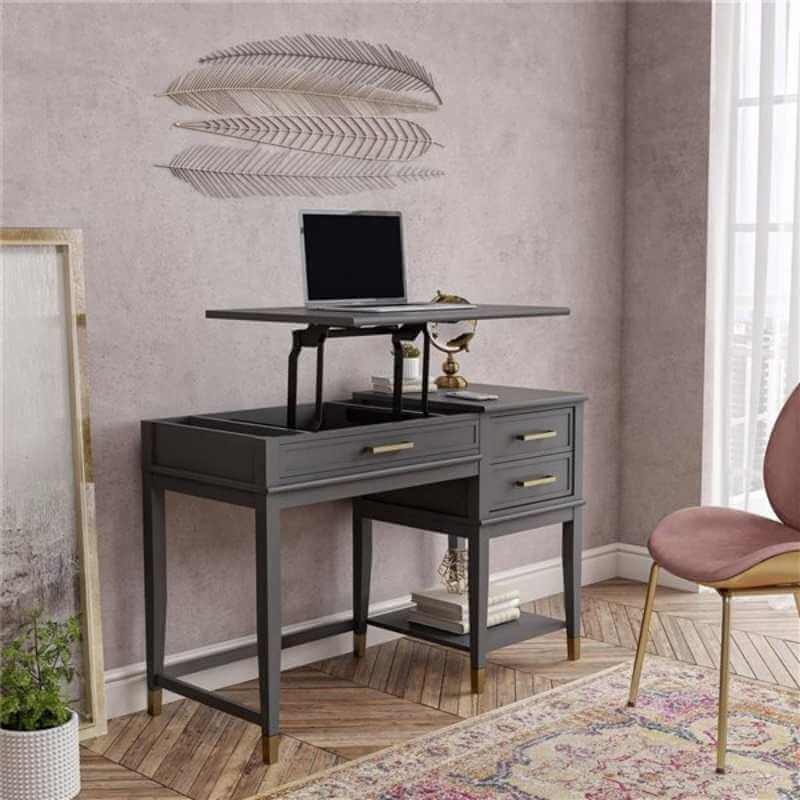 Bureau d'ordinateur à plateau relevable CosmoLiving by Cosmopolitan Westerleigh, gris graphite – Image 2