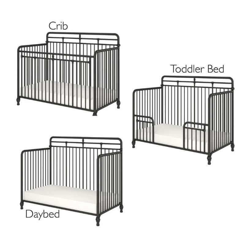 Lit bébé convertible 3 en 1 en métal Monarch Hill Hawken, réglable sur 3 hauteurs – Image 3