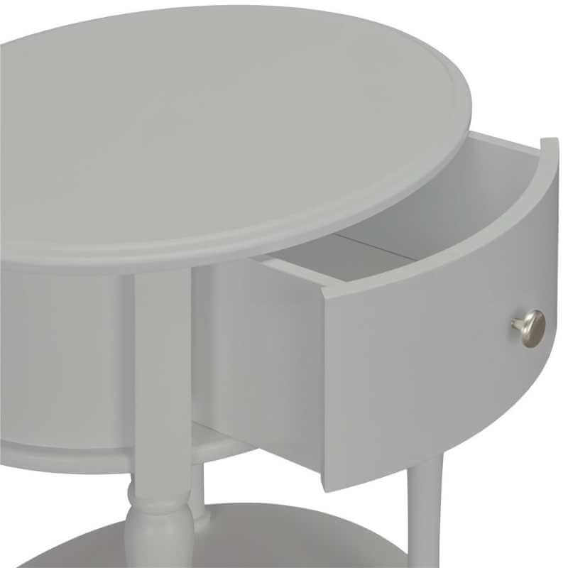Table de Nuit Ovale Classique avec Tiroir et Étagère – Image 5