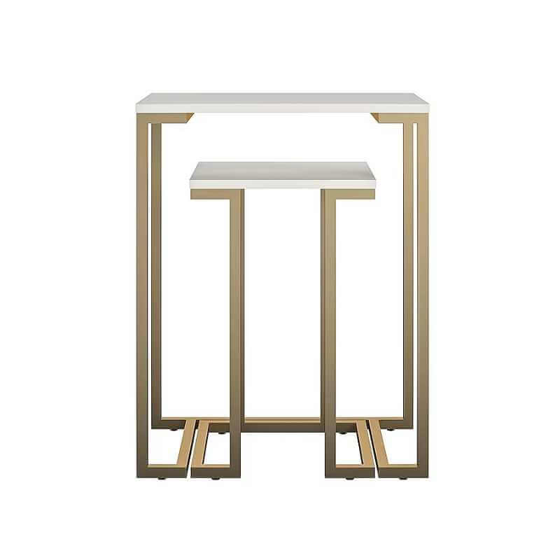 Tables gigognes/bureau pour ordinateur portable Camila de CosmoLiving par Cosmopolitan, en blanc – Image 2