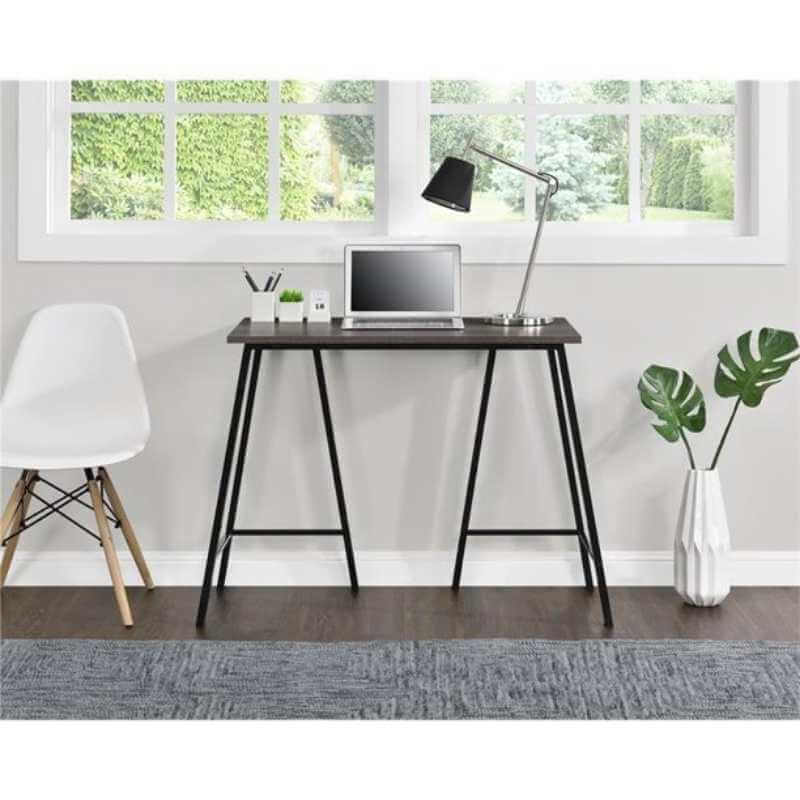 Bureau de travail industriel en bois et métal – Image 2