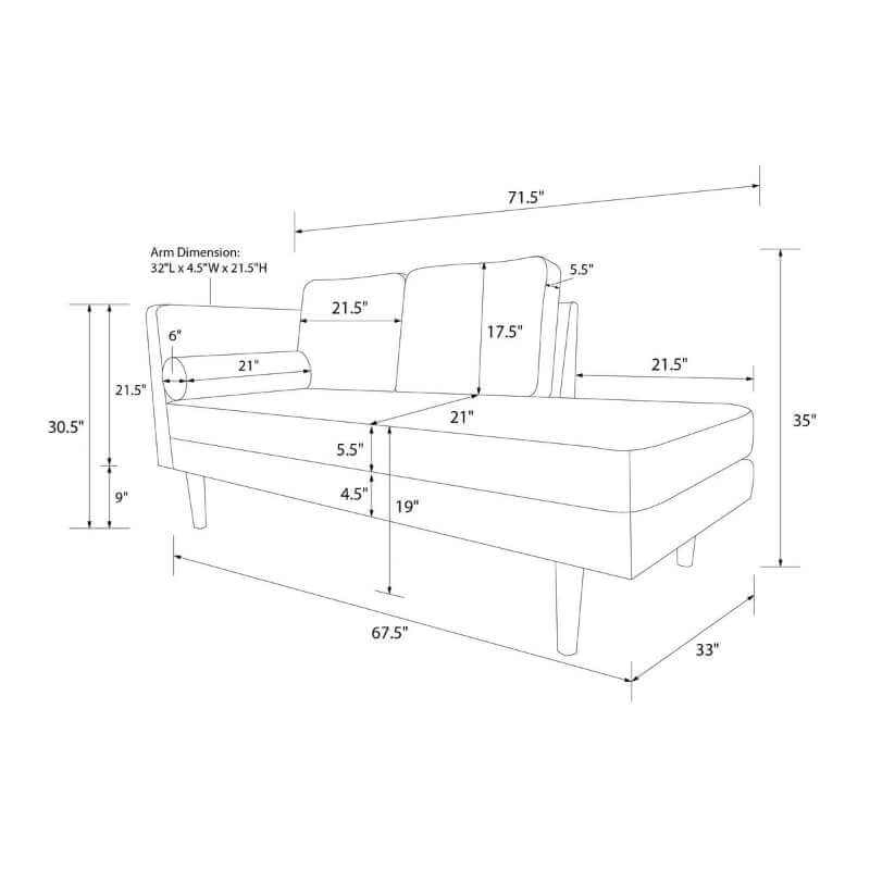 Chaise longue moderne en velours – Image 3