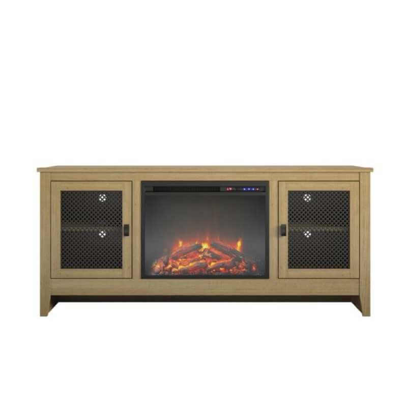 Meuble TV Ameriwood Home Brookstone Farmhouse/Rustic Golden Oak/Dover Valley Oak – Image 2