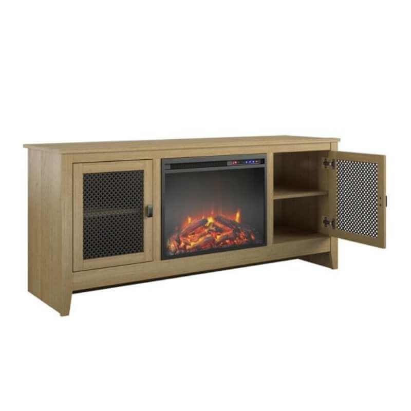 Meuble TV Ameriwood Home Brookstone Farmhouse/Rustic Golden Oak/Dover Valley Oak – Image 3