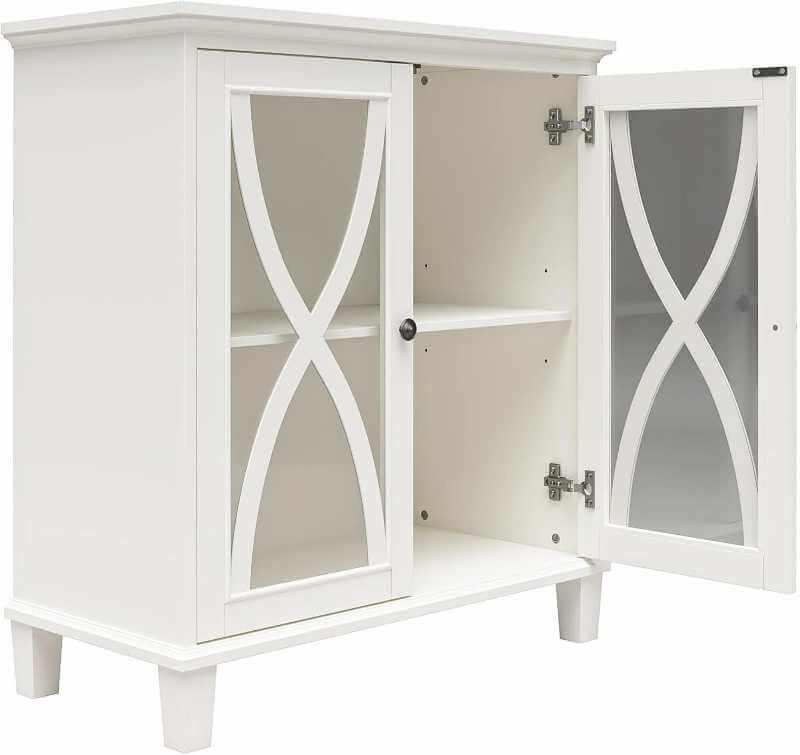 Meuble d'appoint Celeste avec 2 portes en verre Noir – Image 4