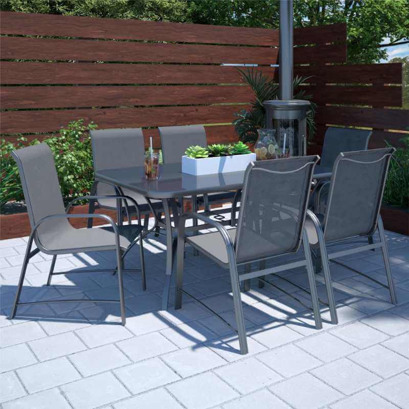 Table de salle à manger rectangulaire Paloma en acier anthracite pour patio – Image 2