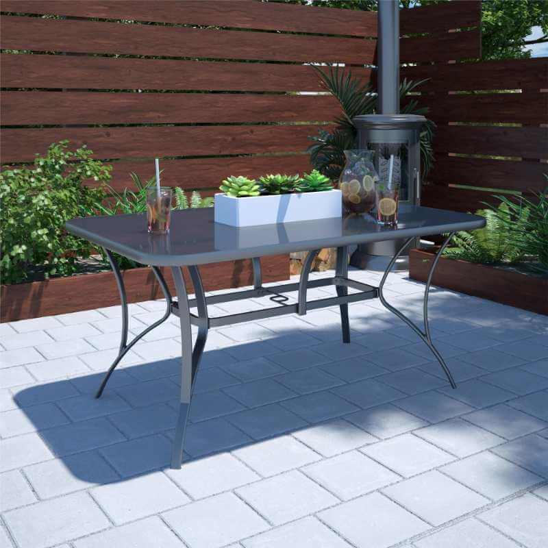 Table de salle à manger rectangulaire Paloma en acier anthracite pour patio