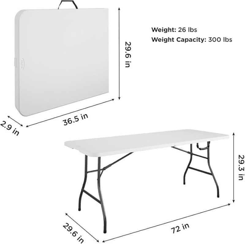 COSCO Table de banquet pliante avec poignée, 1,8 m, gris – Image 8