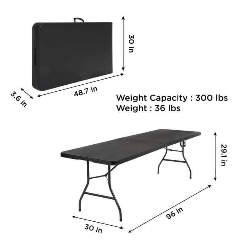 Table de luxe pliable en deux de 2,44 m x 76 cm, moulée par soufflage – Image 6