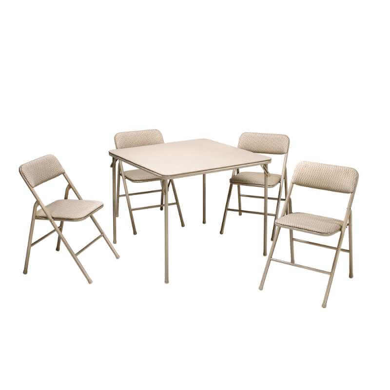 Ensemble de table et chaises pliantes 5 pièces tan – Image 2