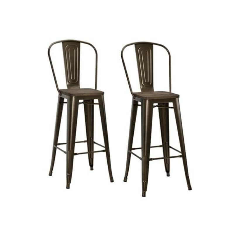 Tabouret de bar en métal DHP Luxor - 76 cm - Bronze - Paquet de 2 – Image 2