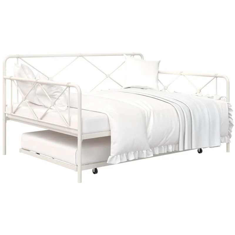 Lit de jour RealRooms Ally en métal style ferme avec lit gigogne (Format Double-Simple) – Image 3