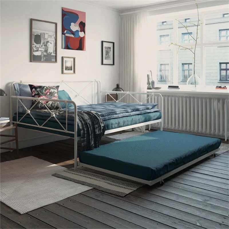 Lit de jour RealRooms Ally en métal style ferme avec lit gigogne (Format Double-Simple) – Image 2