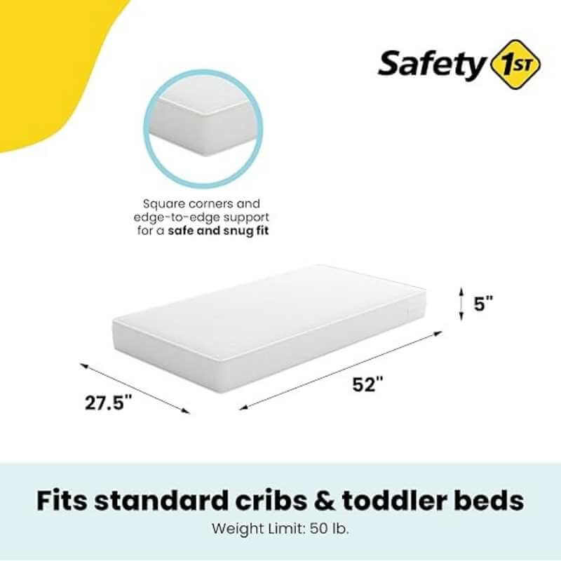 Safety 1st Heavenly Dreams Matelas pour berceau et lit d'enfant, housse imperméable et résistante aux taches – Image 5